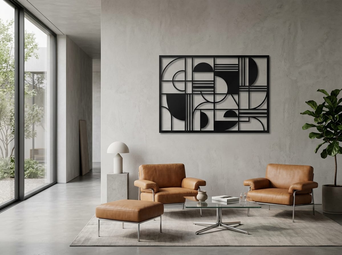 Painel de Parede Geométrico Bauhaus 90x60cm — Arte de Casa