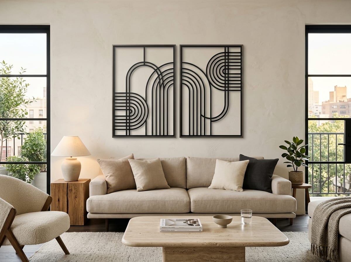 Díptico de Parede Arcos & Linhas (2 Peças) — Arte de Casa