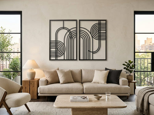 Díptico de Parede Arcos & Linhas (2 Peças) — Arte de Casa