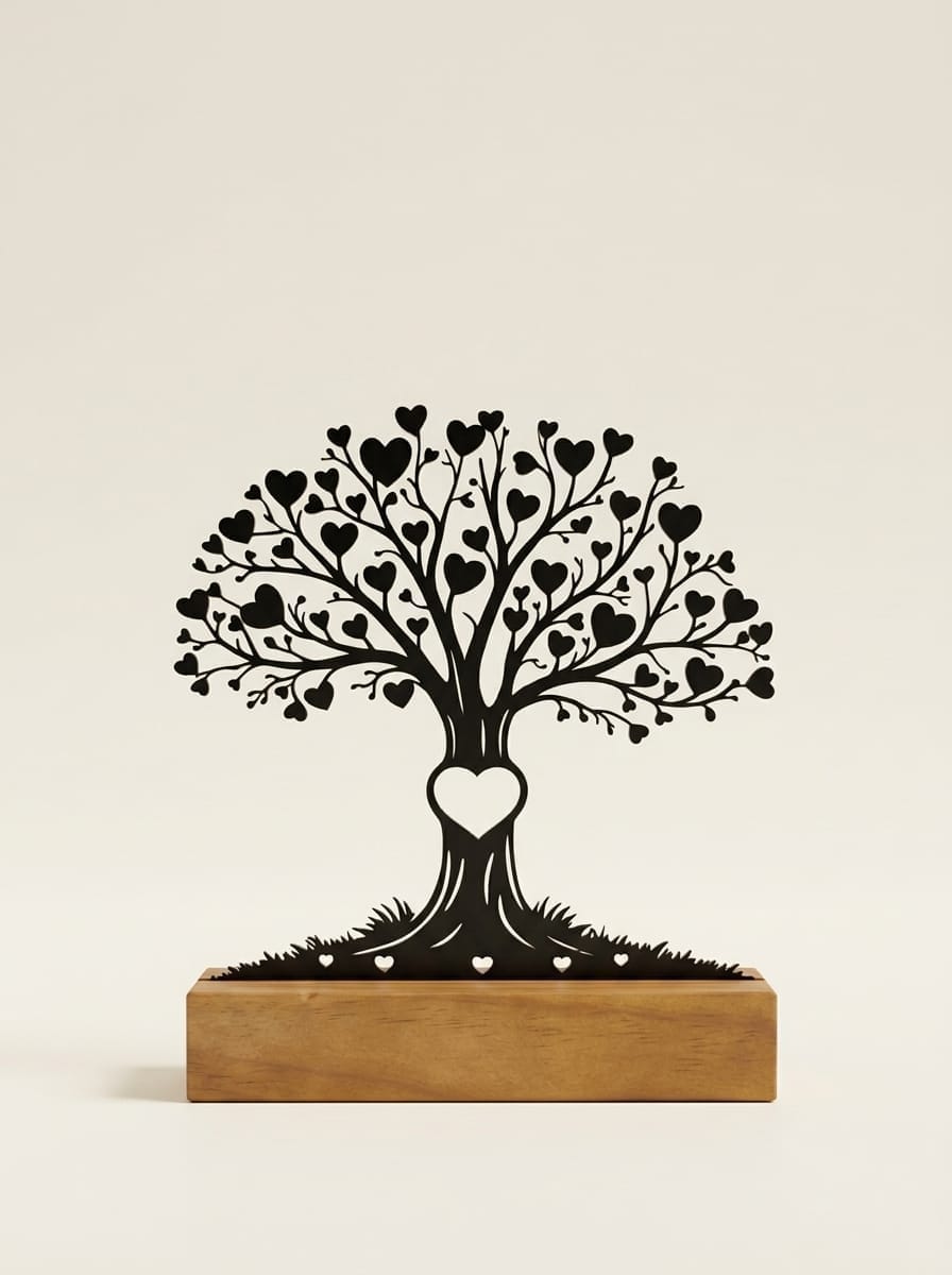 Escultura de Mesa Árvore da Vida & Corações — Arte de Casa