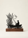 Escultura de Mesa Pescador no Barco — Arte de Casa