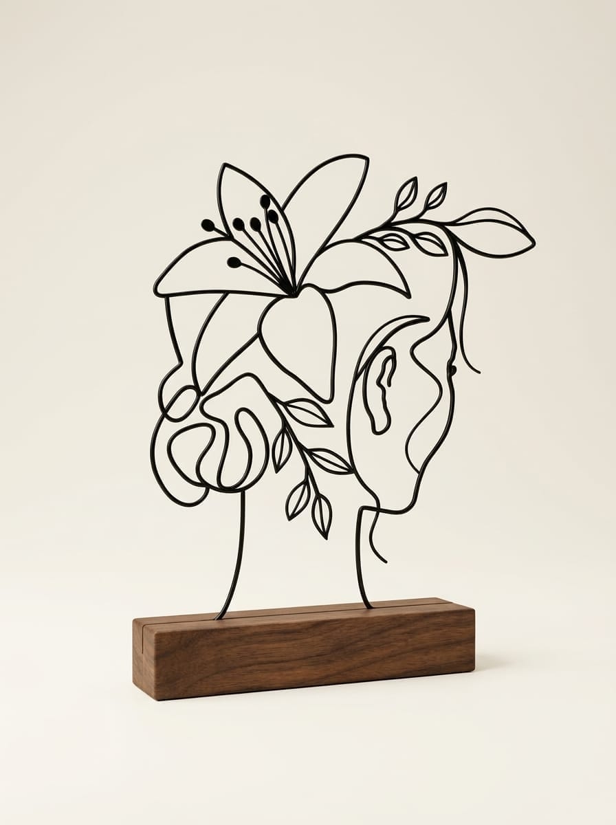 Escultura Aramada Rosto & Lírio — Arte de Casa
