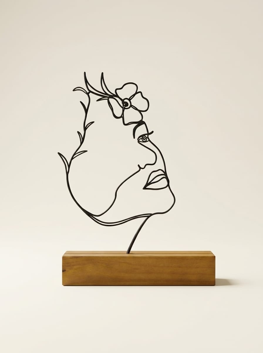 Escultura Aramada Rosto Sereno — Arte de Casa